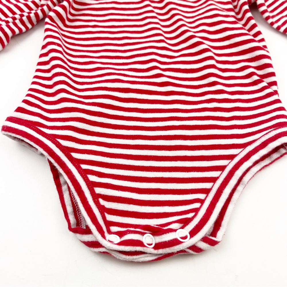 Vintage Rare Editions For Boys Long Sleeve Body Suit Red White Stripes 9M - Picture 4 of 8